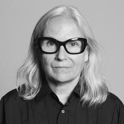 Black and white photo of Brigitte Lacombe