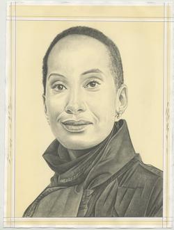 Pencil drawn image of May guest critic, Daisy Desrosiers, on an off white background. Drawn by the Rail's Publisher, Phong Bui.