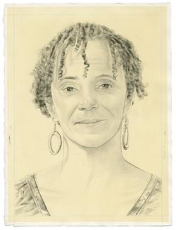 Portrait drawing of Coco Fusco by Phong Bui