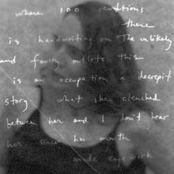 A black and white photo of [Heather Fuller] with writing across the image.
