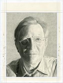 Drawing of John Elderfield by Phong Bui.