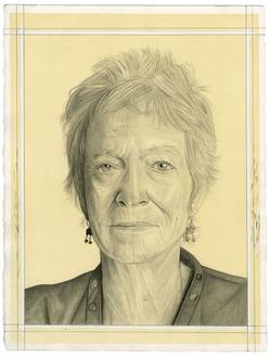 Portrait drawing of Joan Jonas by Phong Bui