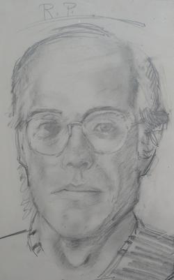 A drawing of Ron Padgett