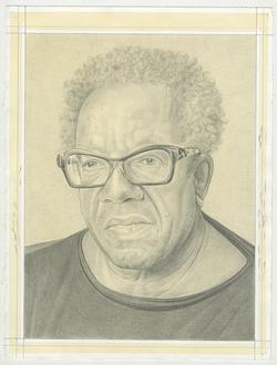 A pencil drawing of artist Stanley Whitney against an off-white background by the Rail's publisher, Phong Bui.
