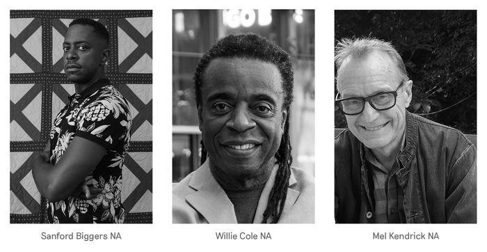 Sanford Biggers, Willie Cole, and Mel Kendrick headshots Sanford Biggers, Willie Cole, and Mel Kendrick headshots